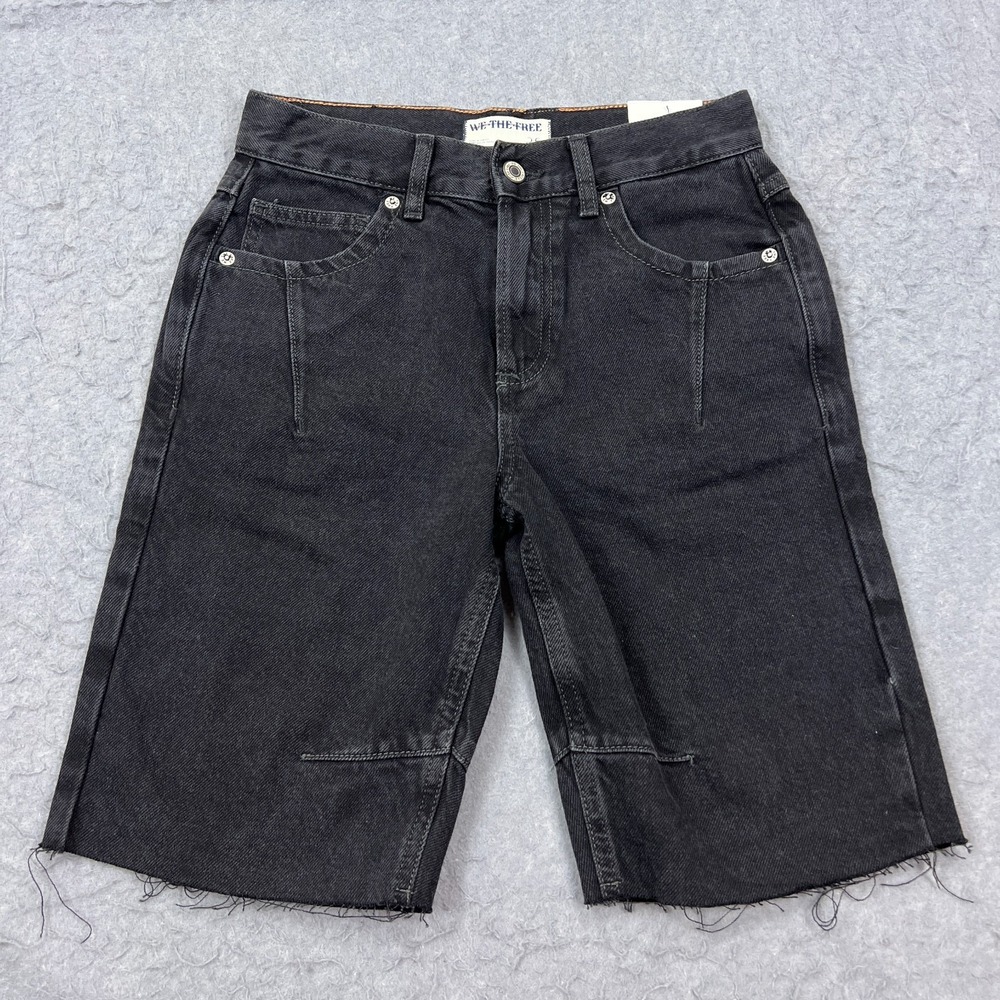 We The Free People Shorts‎ Women's 25 Black Ghost Town High Rise Long Short 9.5"